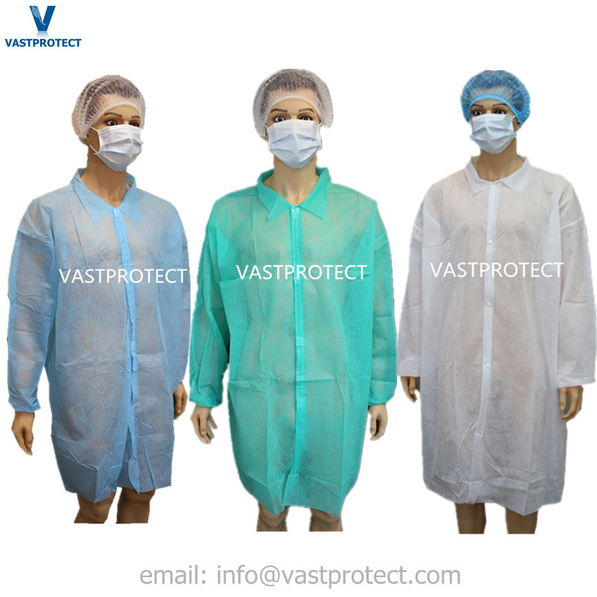 Nonwoven SBPP Polypropylene Disposable Jacket Lab Coat