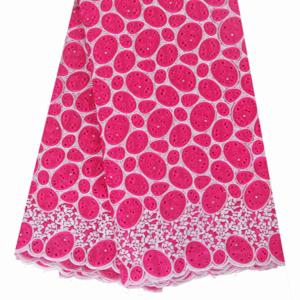 China F50273 Beautiful fushia pink color embroidery african swiss double organza lace fabric wholesale