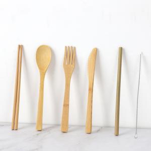 China Student Reusable Wooden Utensils Travel Bamboo Portable Tableware Set wholesale