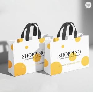 China Pantone White Glossy Laminated Paper Bags Thank You Goodie Bags For Business wholesale