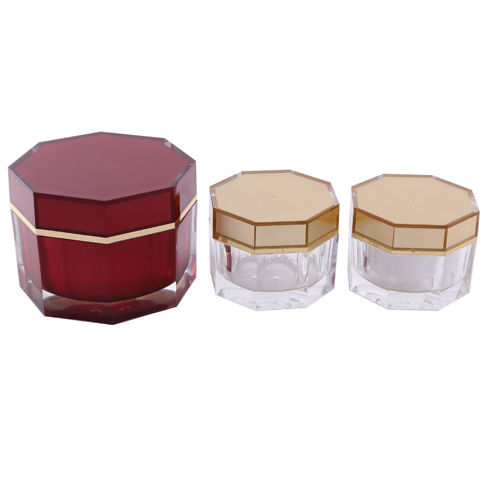 100g Acrylic Octagonal Cosmetic Jar Packaging For Cream / Medicine Capsules