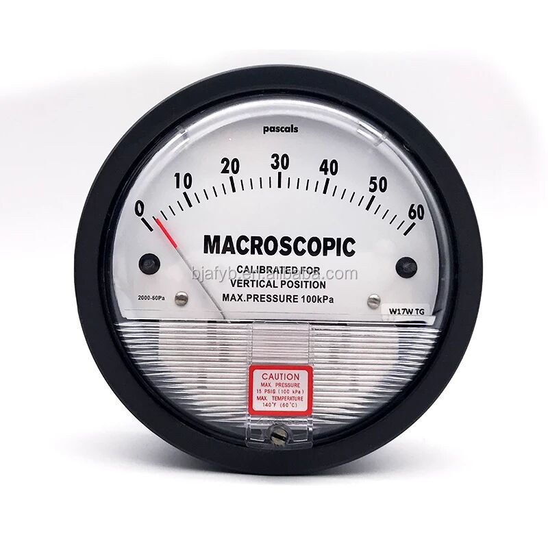 Monitoring Differential 63mm Manometer Gauge for Micro Air Differential Pressure Meter