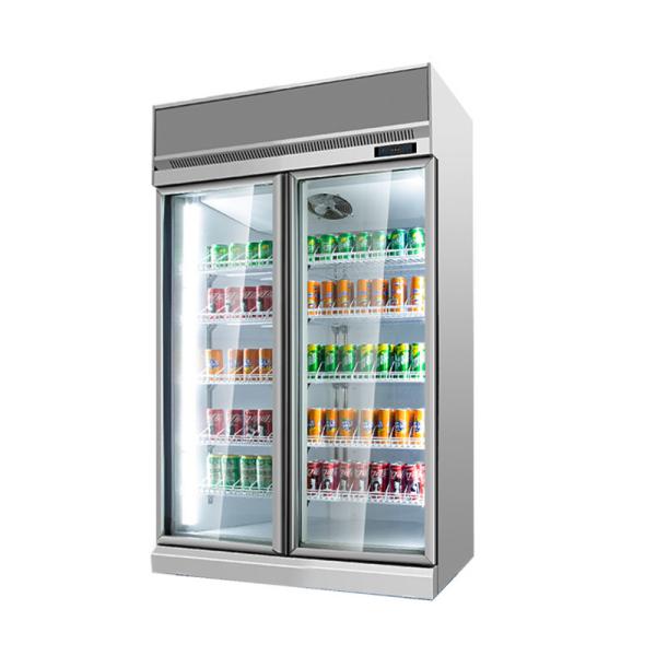 Refrigerator Promotional Double Door Fridge With Glass Door Commercial Beverage