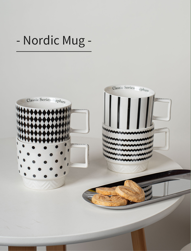 Experience The Elegance Of Black And White Ceramic Mug Coffee Cup For Business Gifts