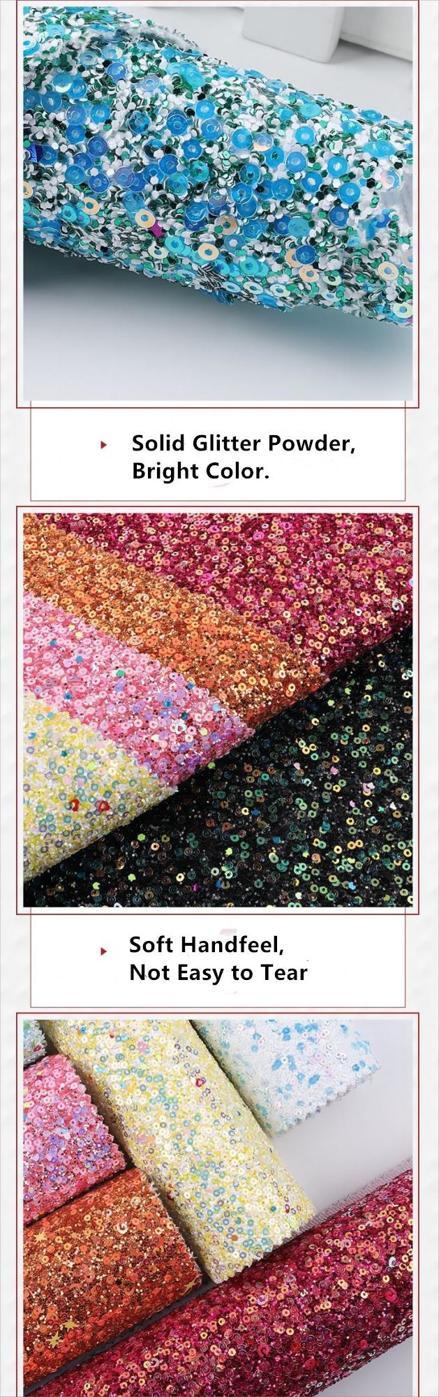 Sequins Bright Glitter PU Leather Printed Artificial PU Material