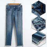 Children Girls Denim Clothes Grinding Trendy Trousers Med Blue Color