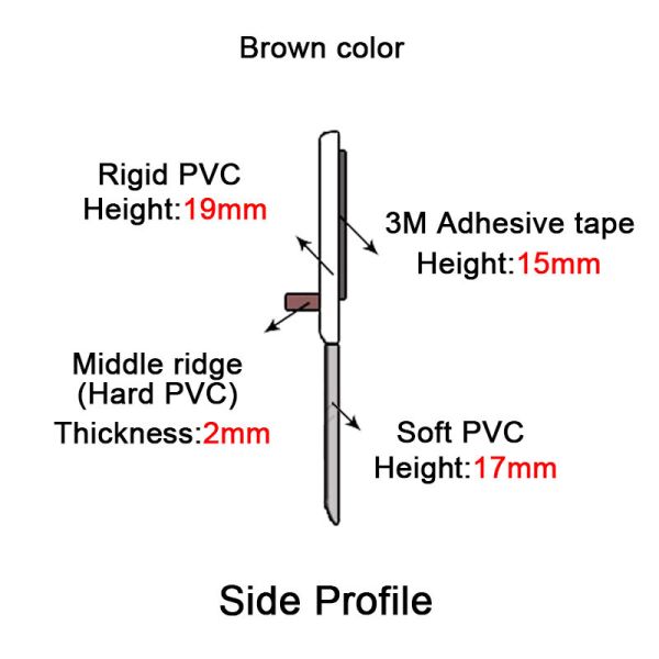 Co - Extruded Brown Pvc Door Bottom Seal With 3M Self - Adhesive Tape Garage Door Weather Stripping