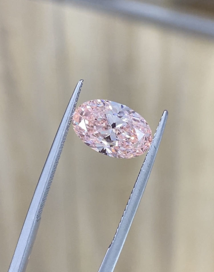 Man Made Lab Cultivated Diamonds Oval Fancy Intense Pink VS1 Diamond