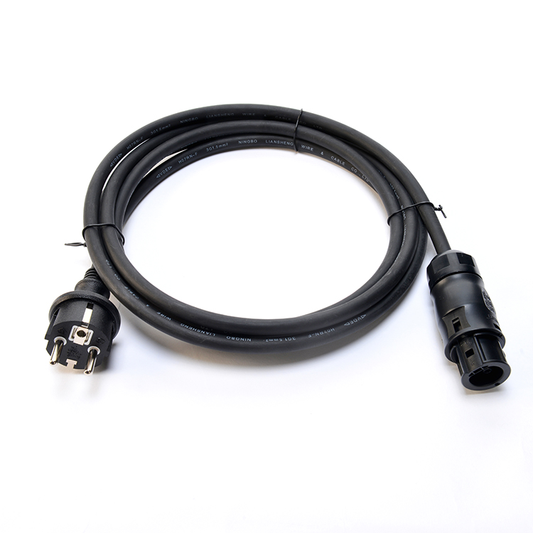 Black 16awg BC01 and 220v 10m Solar Extension Cable IMQ Standard 3 Prong US Power Cord Oxygen Free Bared Stranded Copper