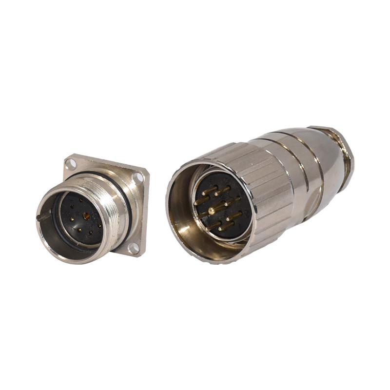 High Power M23 Connector 300V Male 9 Pin Circular Connector Metal Plug