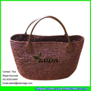 China LUDA ladies raffia straw bag crocheting dark brown raffia tote bag wholesale
