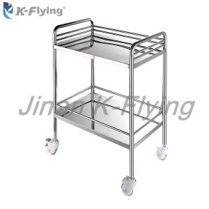 China 2 Layers Stainless Steel Movable Hospital Instrument Medical Trolley Cart wholesale