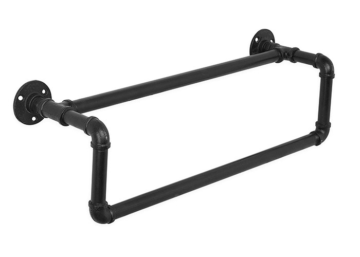 3/4 Inch Black Pipe Coat Rack Hanging Wall Towel Holder ISO9001 Approval