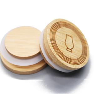 China Custom Bamboo Cup Lids cover 70mm For Boba Tea Glass Mason Jar Mug wholesale