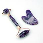 ISO9001 85*55mm Amethyst Crystal Double Jade Roller For Neck Fat