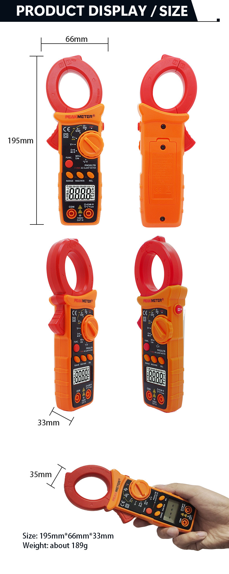 Advanced Digital AC Clamp Meters With NCV Non-Contact Voltage Detaction And Ture RMS