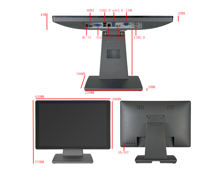 Windows OS 21.5 Inch All in One TPV for Restaurant Delivery Wall Mounted Touch Screen