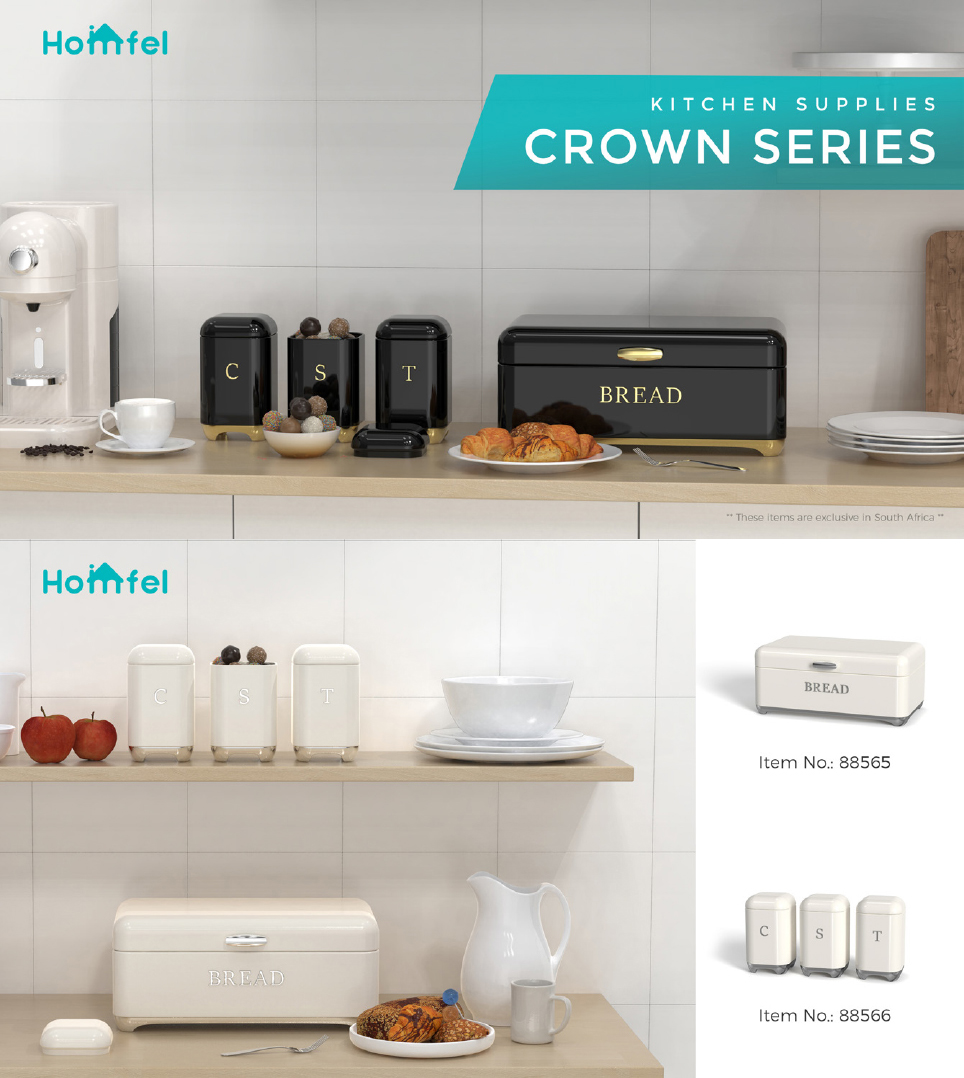Storage Solution Crown Series Metal Bread Bin Set Tea Can Coffee Can Kitchen Storage Bread Containers Kitchen Organizer Can