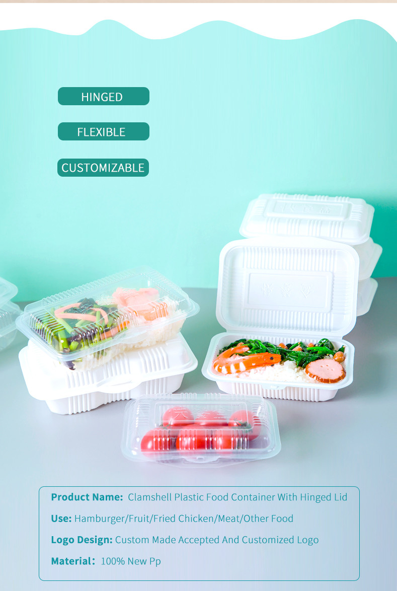 Custom Logo Take Away lunch Boxes Container Restaurant Plastic Disposable Food Container