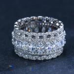925 Sterling Silver Jewelry Vintage Purple Crystal Couple's Wedding Silver Rings