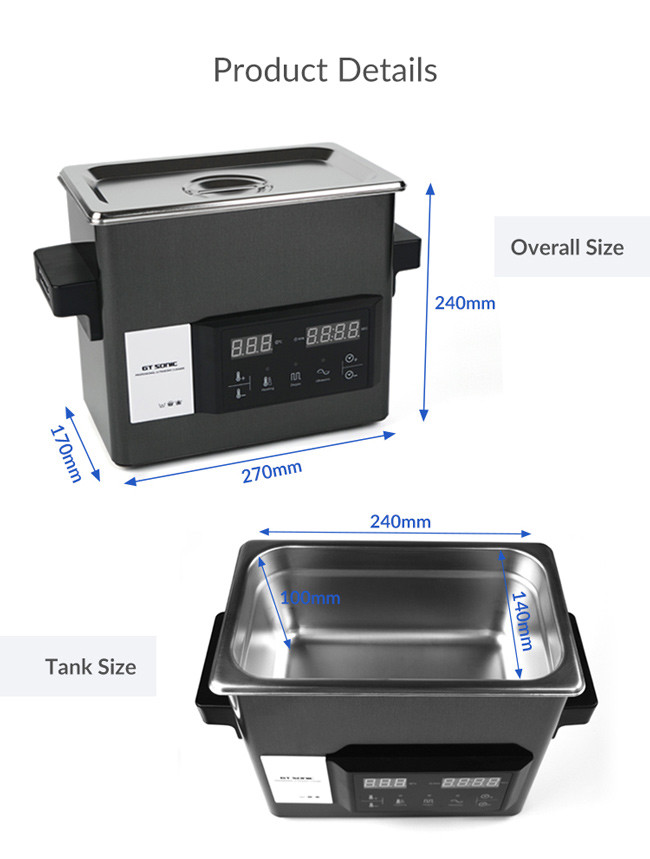 Touch Panel GT SONIC Ultrasonic Cleaner With Heater And Timer 3L For Lab Tools Cleaning