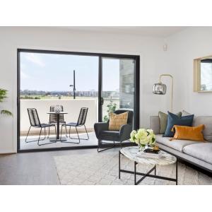 Toughened Glass White Aluminum Sliding Doors Powder Coating