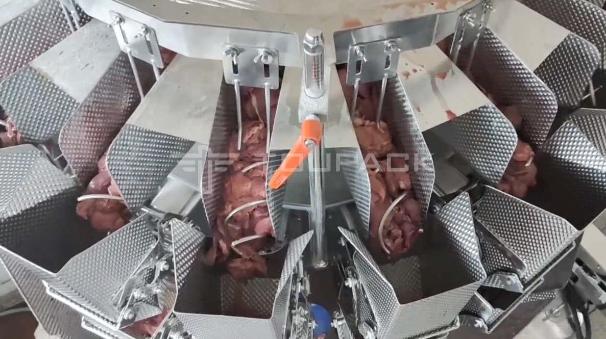 14 Hoppers Sticky Material Multihead Weigher Chicken Liver Screw Combination Weigher