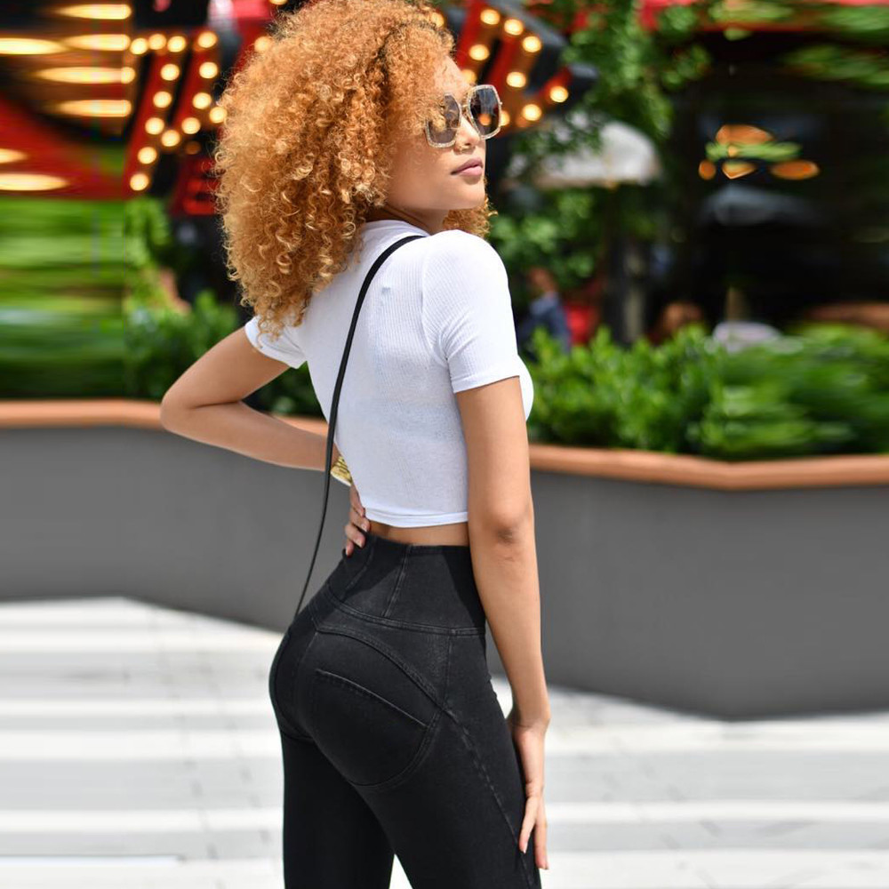 Girls Sexy Thin Booty Lifting Pants , High Waist Denim Leggings