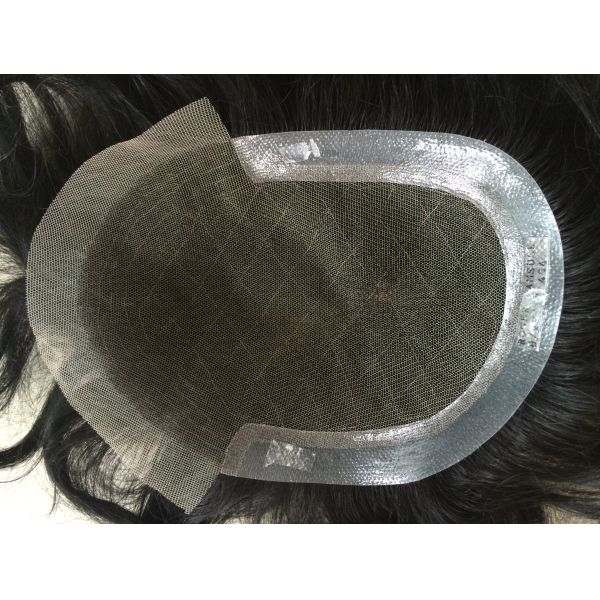 Medium Brown Lace Color Human Hair Man's Toupee Bleached Knots for a Natural and Realistic Appearance Ideal