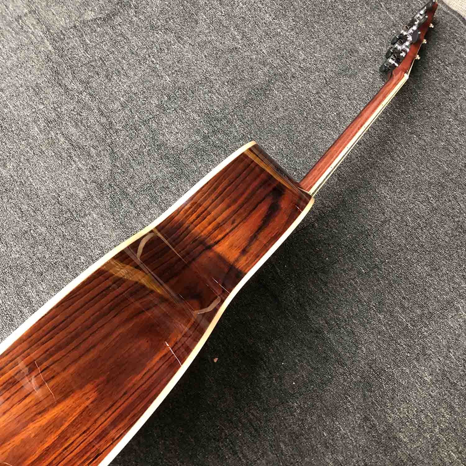 Custom AA Aaaa Solid Wood Jumbo Acoustic Guitar Solid Cocobolo Back Side Lowden Type Built in Pickup Electronic EQ