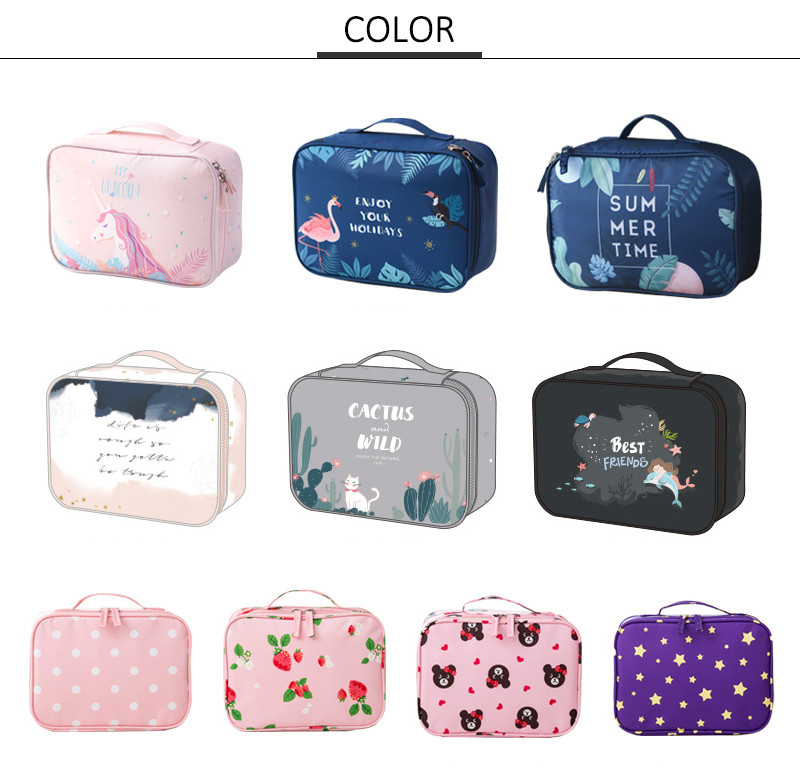Portable L260mm Polyester Cosmetic Bag With Mirror