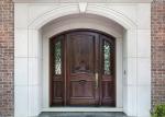 Entrance Teak Solid Wood Doors With Tempered Double Glazed Glass , Damp Proof