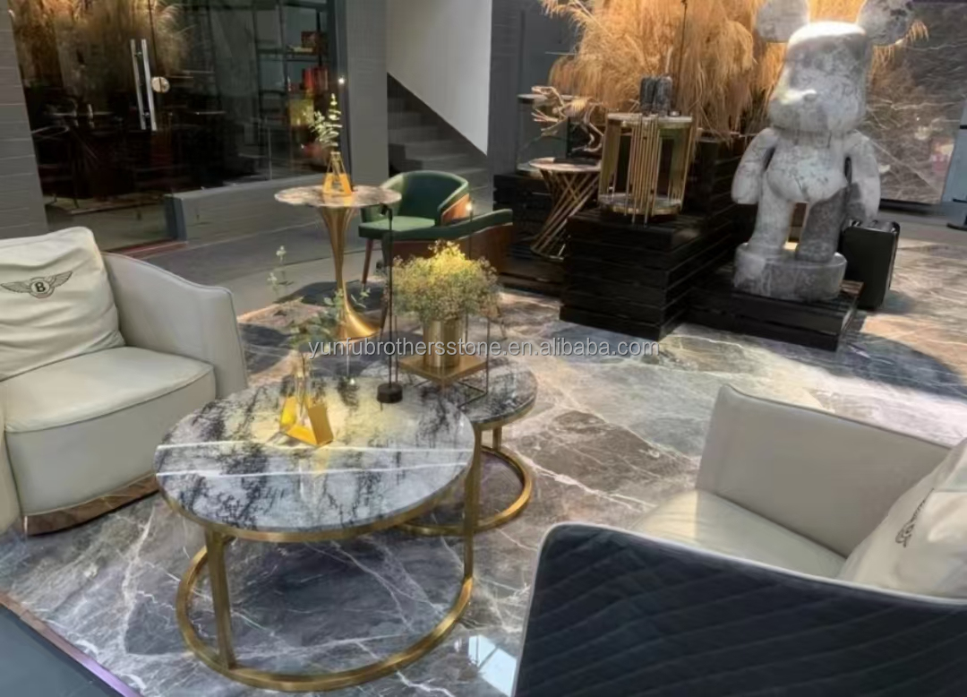 Graphic Design Natural Stone Italian Silver Fir Marble Floor Tile for Living Room