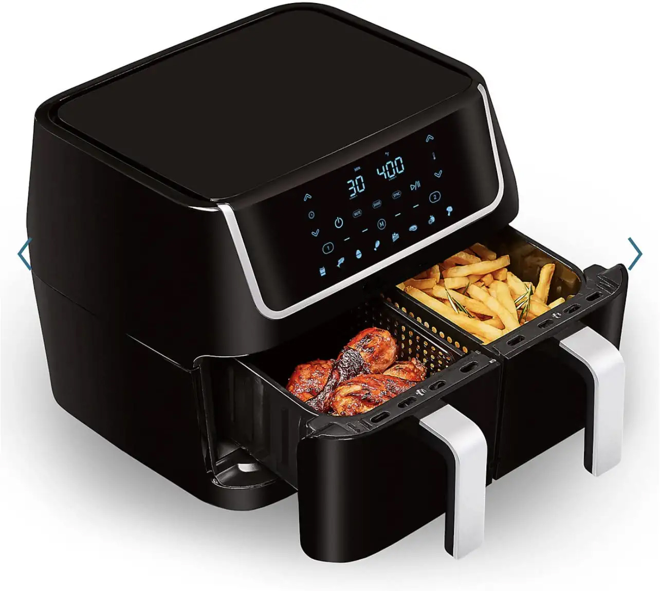 Large 9L Dual Air Fryer With 10 In 1 Touch Presets Two Zone Technology