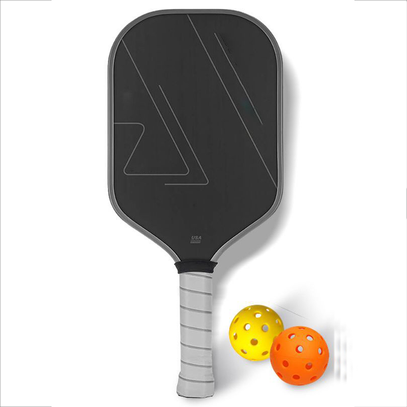 OEM ODM Lightweight Pickleball Paddle Black With Breathable PU Handle Leather