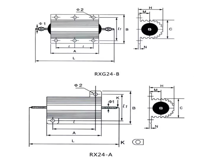 RX24 500W 10K 5% Gold Aluminum Housed Wirewound Power Resistor Dynamic Braking Resistor