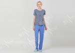 Striped Petite Women'S Pajamas Short Sleeve Long Pants , Ladies Lounge Pyjamas