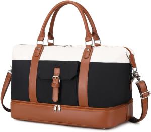 China Cavas Weekender Carry on Duffel Travel Bag with Leather Shoes Compartment for Men wholesale