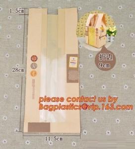 China OPP Window Paper Bags, opp paper bags, Custom printed French bread packaging kraft paper bags with window, Take away wholesale