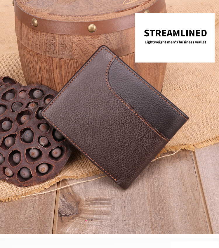 Multi Card Holder Business Retro Genuine Leather Men's RFID Blocking Anti-theft Wallet