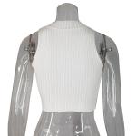 Round Neck Hollow Halter Sleeveless Knit Crop Top