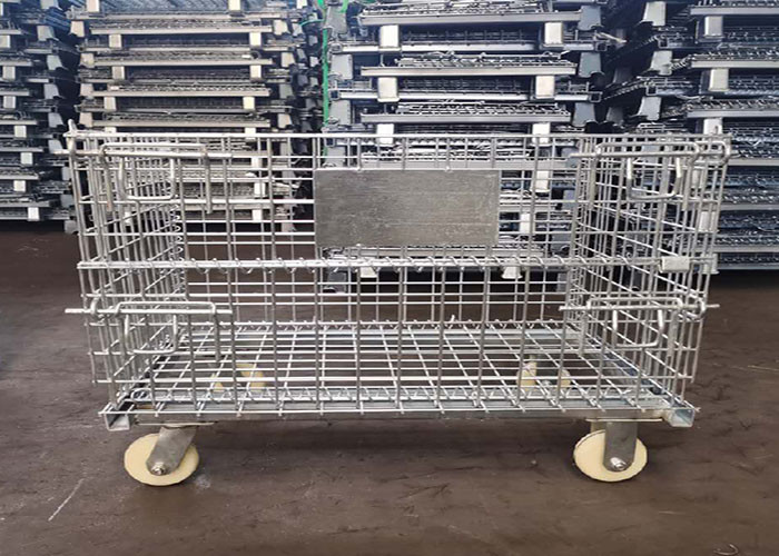 50x50mm Mesh Stackable Storage Bins , 6mm Industrial Wire Container