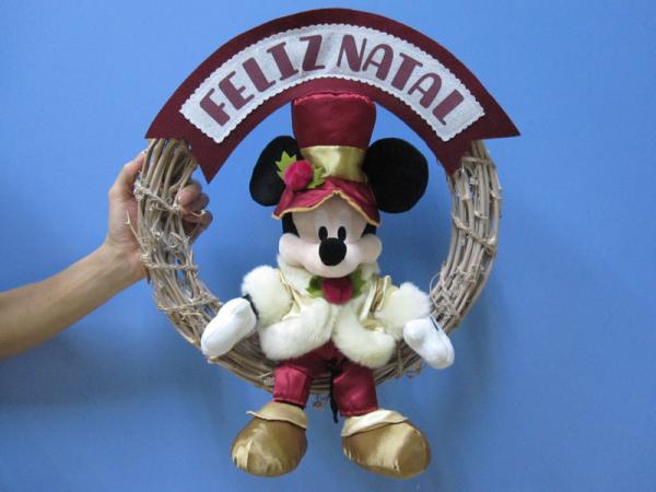 Quality Mickey Mouse Disney Plush Toys with Wreath / Christmas Holiday Stuffed Toys for sale