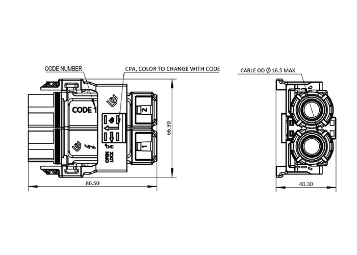2 Pin Interlock 150A High Voltage Battery Connector FCC Approved
