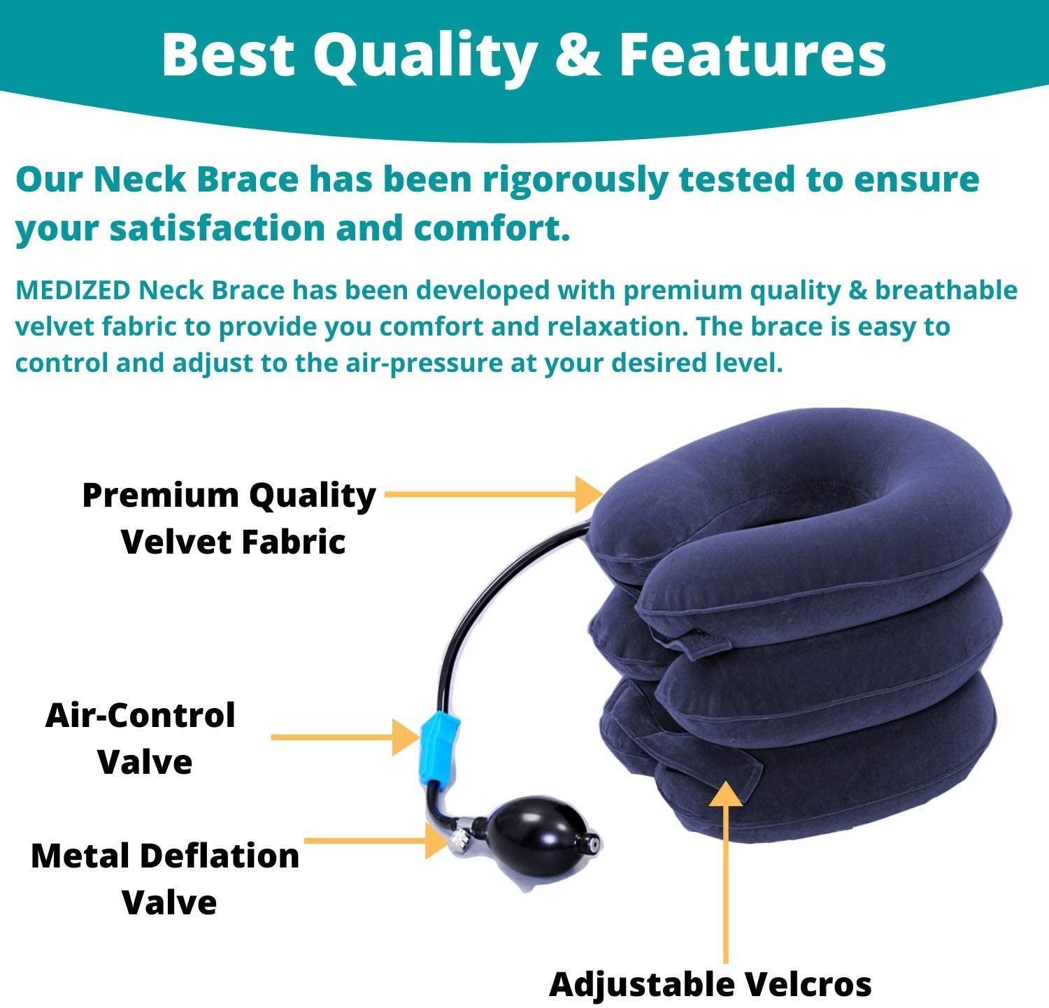 Adjustable neck cervical traction free size cervical collar soft in blue/red/purple/grey color