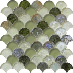 China Grey green mix water waving glass mosaic wholesale