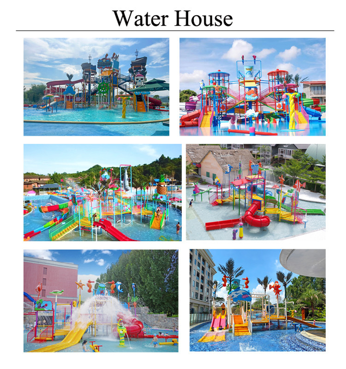 Fiberglass Water Park Water Sprinkler Playground With Children Slides