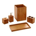 Customized Bamboo Bathroom Supplies 5 Piece Bamboo Bath And Vanity Box