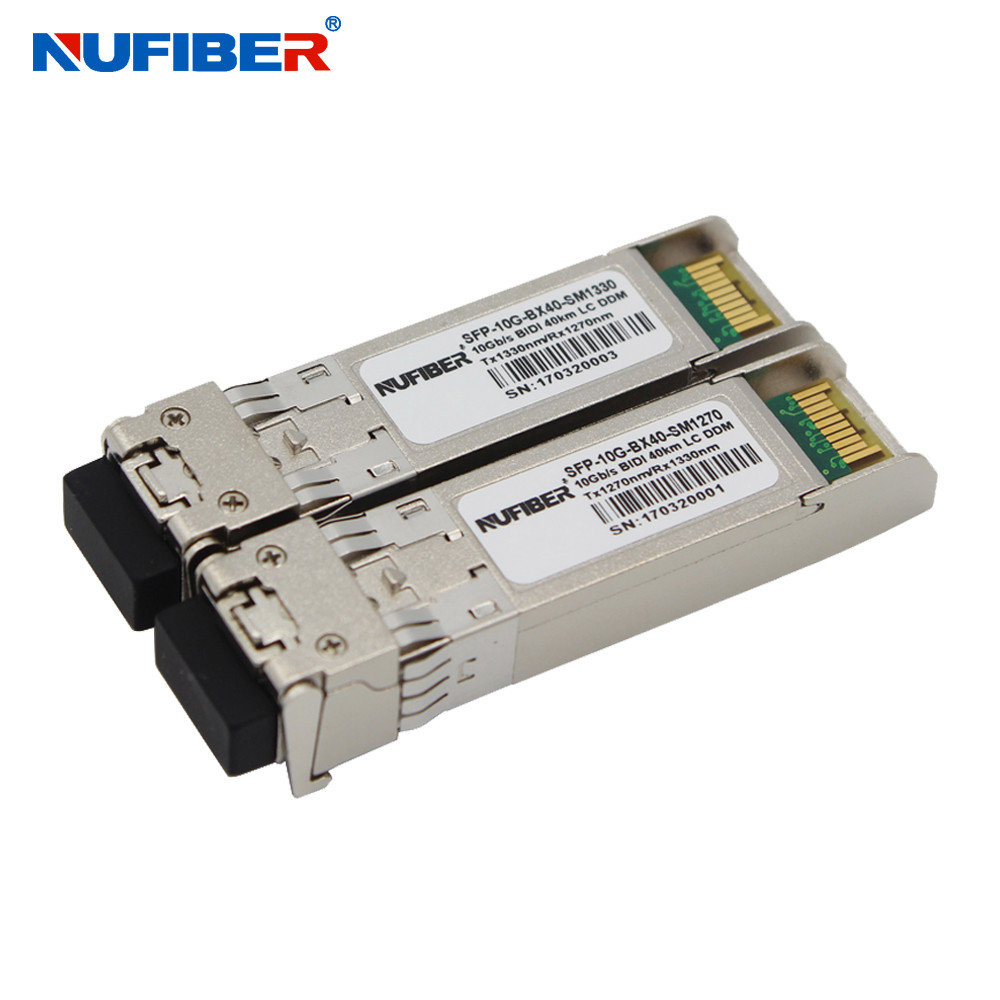 1270 / 1330nm TX RX 20km 10G SFP Module , WDM Single Mode 10G SFP Bidi Transceiver