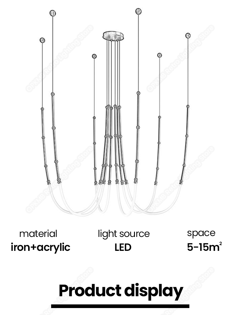modern minimalistic line chandelier nordic designer creative lamps(wh-mi-450)